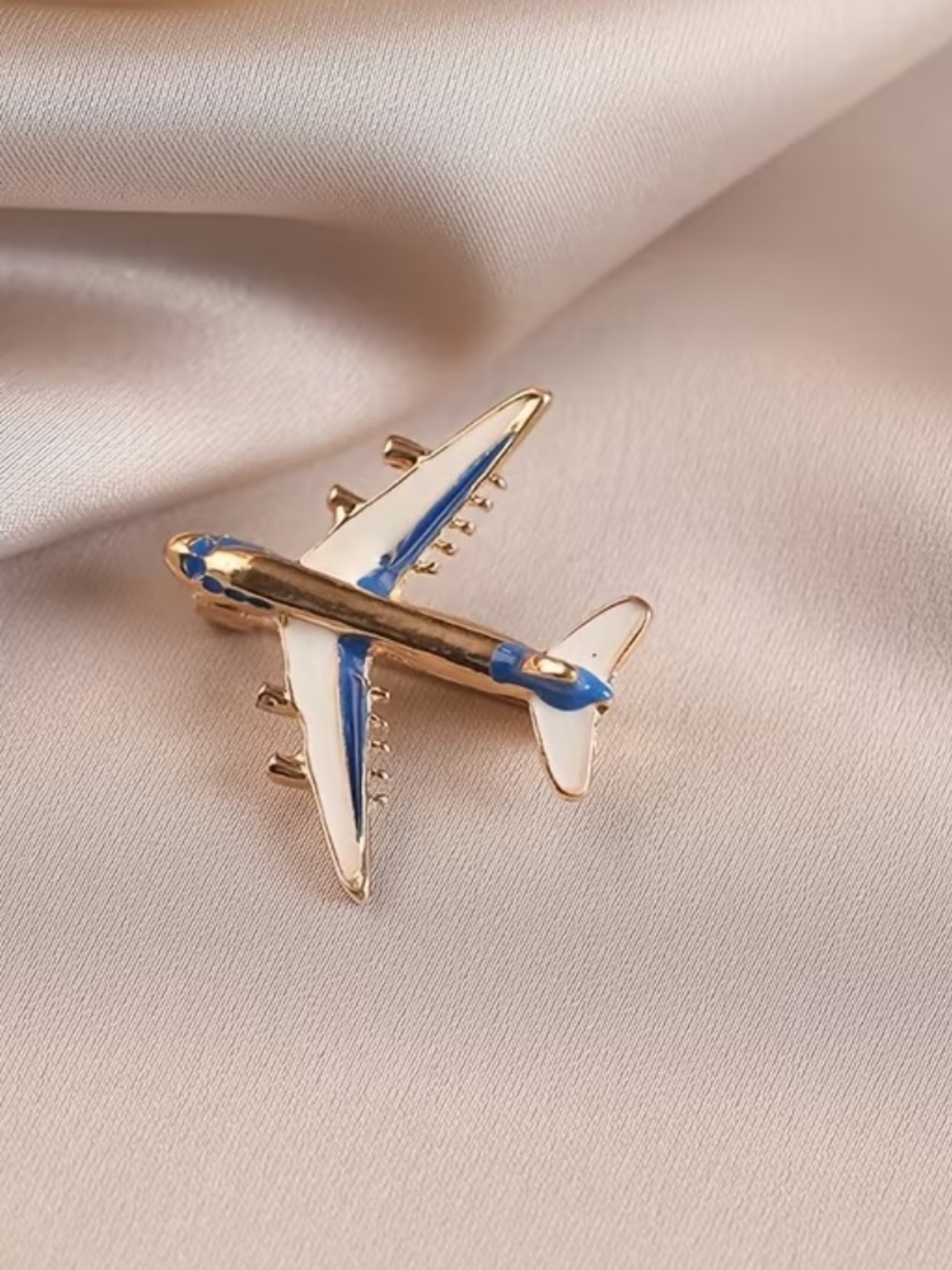Blue Airplane Enamel Pin Brooch - Women Accessories